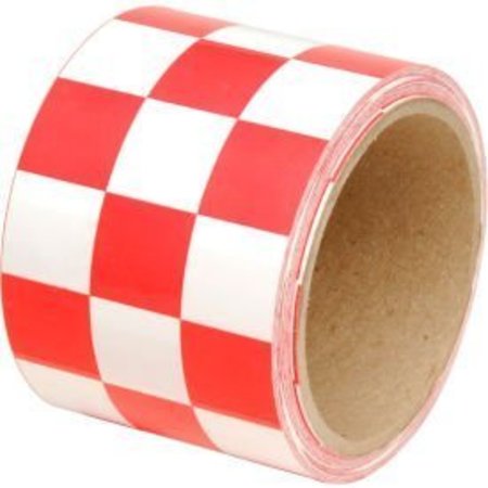 TOP TAPE AND LABEL INCOM® Checkerboard Hazard Tape - Red/White, 3"W x 54'L, 1 Roll LCB311